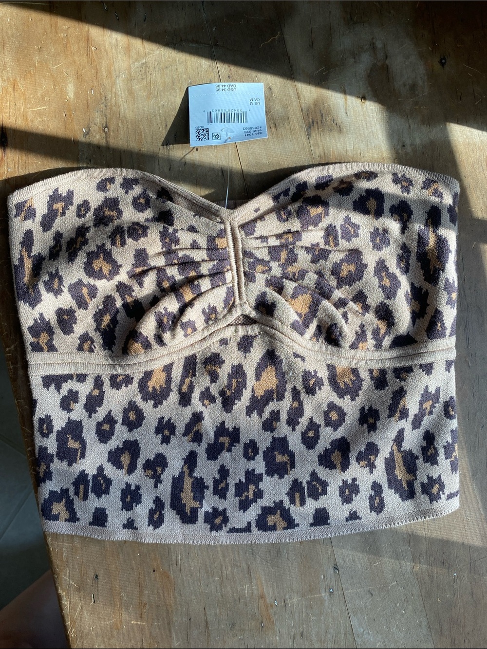 NWT American Eagle Knit Leopard-Pattern Tube Sleeveless crop Top